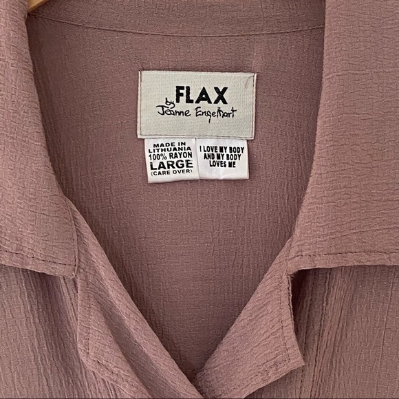 FLAX Vintage Tan Gemini Gem Double Breasted Textured Button-Down Top Size Large - Picture 8 of 10